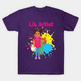 Lil artist cute little girl painting for little artists T-Shirt